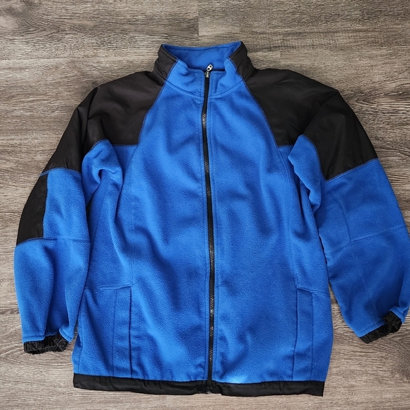 Athletic Works blue and black fleece zip-up jacket - Picture 1 of 8